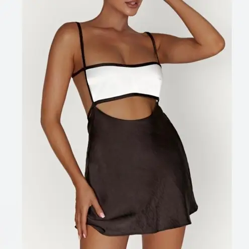 Meshki NWT Black White Veda Cutout Satin Dress Plus Size XXL