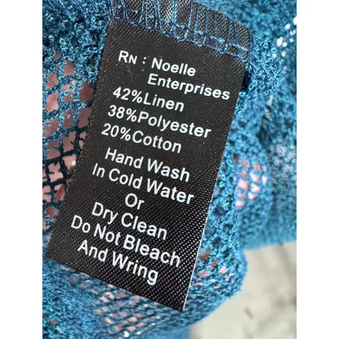 Vintage Noelle Blue Mesh Knit Fairycore Sequin Cardigan Artsy Boho Sheer Top OS Green Size undefined