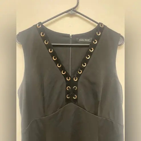 Ivanka Trump  Black V Neck Dress with Gold Grommet Detailing SZ 12