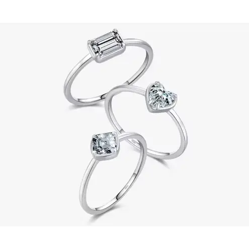 Boutique Emerald Cut Cz Ring | Rhodium Sterling Silver