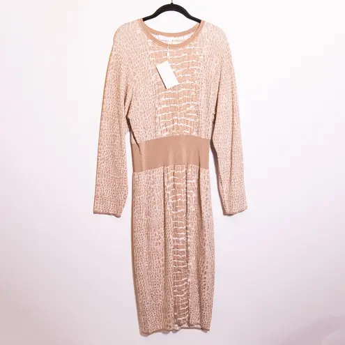 NEW Hugo Boss Feyine Croc Animal Print Stretch Knit Pullover Sweater Midi Dress