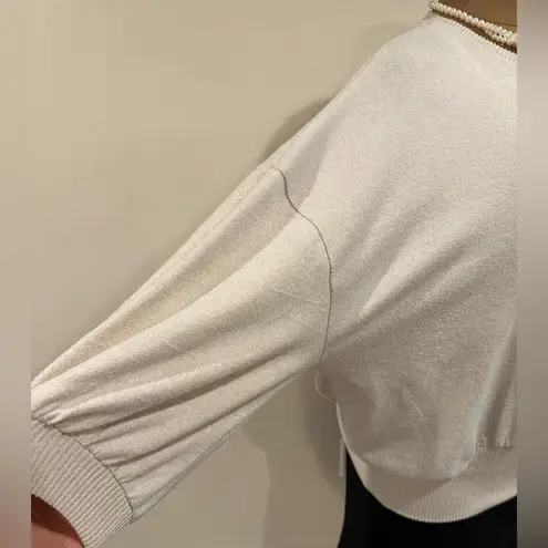 Love & Lace Cream Floral Beading & Sequence 3/4 Sleeves. Comfortable Sz 2X