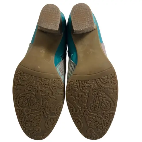 L’ARTISTE GAVIVA TURQUOISE LEATHER ANKLE BOOT Blue Size 7