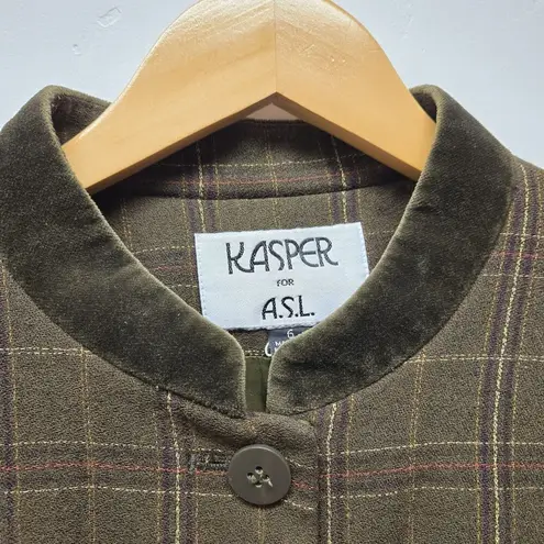 Kasper Vintage ASL Womens Plaid Blazer sz 6 Tweed 90s Y2K ButtonDown Workwear