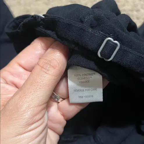 Garnet Hill Wide Leg Relaxed Fit Adjustable Strap Viscose Jumpsuit Black XS