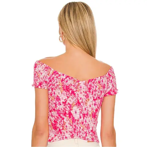 BB Dakota by Steve Madden Floral Compass Top in Bright Rose Size S Pink