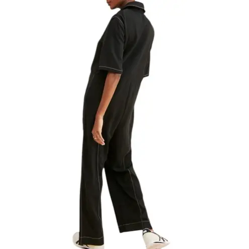 Oh Seven Days Maternity Beatrice Boiler Jumpsuit Black Wide Leg Size Small