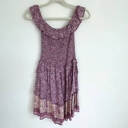 SPELL & THE GYPSY Purple Floral Dahlia Mini Dress Size XS