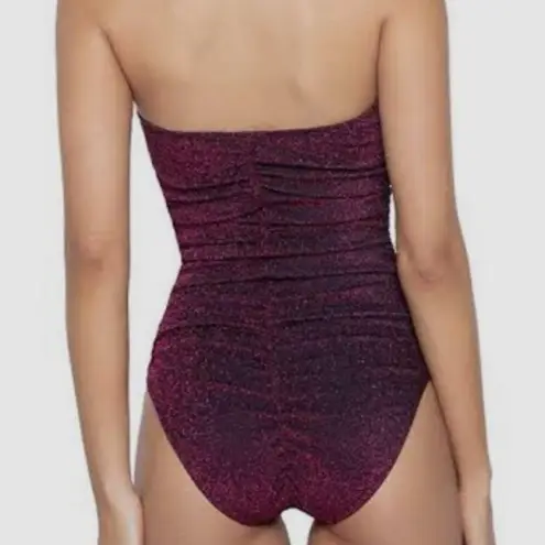 PQ Swim Garnet Ruched One Piece Women’s Strapless Burgundy Swimsuit Size Small Red