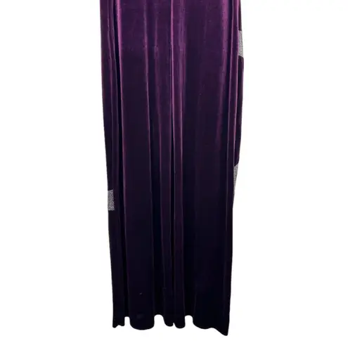 Onyx Nite Vintage Women's Purple Velvet Rhinestone Maxi Dress Size 18 Vamp Witch