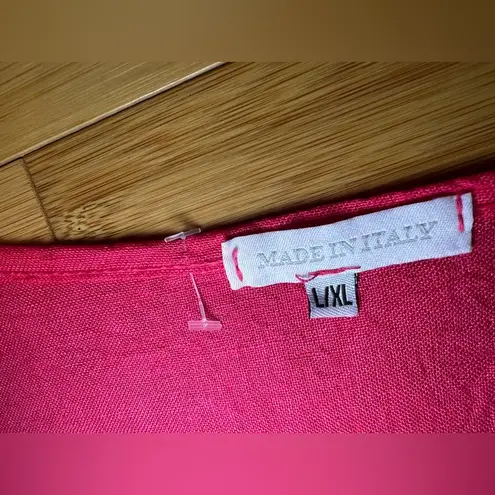 Womens Prima Short Sleeve Grapefruit Linen/Silk BLD W/Pockets midi Dress|Sz:L/XL Pink Size undefined