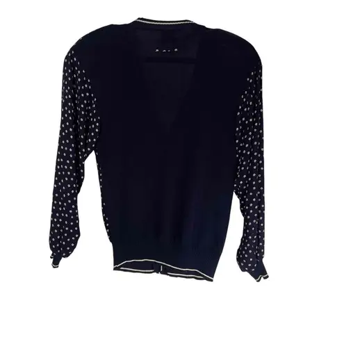 Evan Picone Women's Vintage 80s Navy White Preppy Twee Button Up Cardigan Small - Image 7