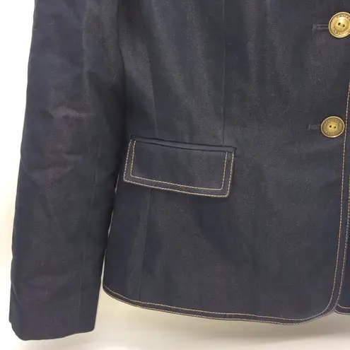 Tahari A.S.L. Separates Navy Denim Styled Blazer/Jacket w/Tan Top Stitching Sz 6