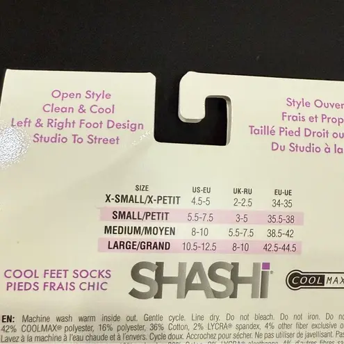 SHASHI Sweet Open Style Clean & Cool Denim Barre Pilates Yoga Full Grip Socks M Blue Size M