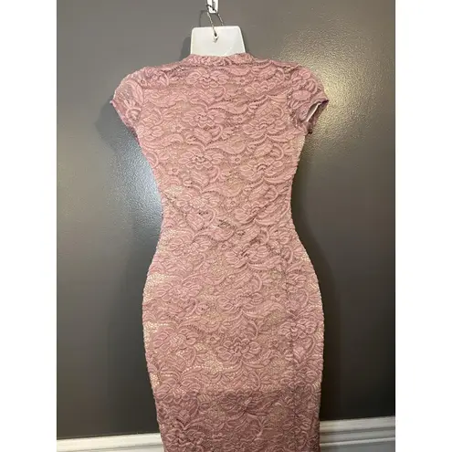 JOE & ELLE Dress Womens Small Mauve Pink Lace Bodycon Sheath Made USA Party