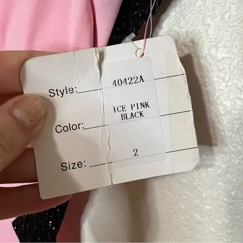 Mac Duggal Cassandra Stone by 40422A ice pink black jersey prom dress NEW 2