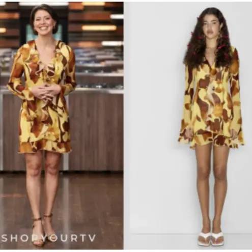 THE WOLF GANG Rhapsody Mini Dress NEW Yellow