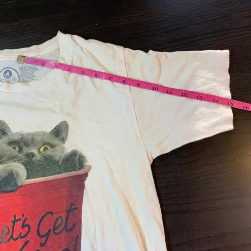 Let's Get Weird Cat Lover Graphic Tee T Shirt Red Solo Cup Small Unique White