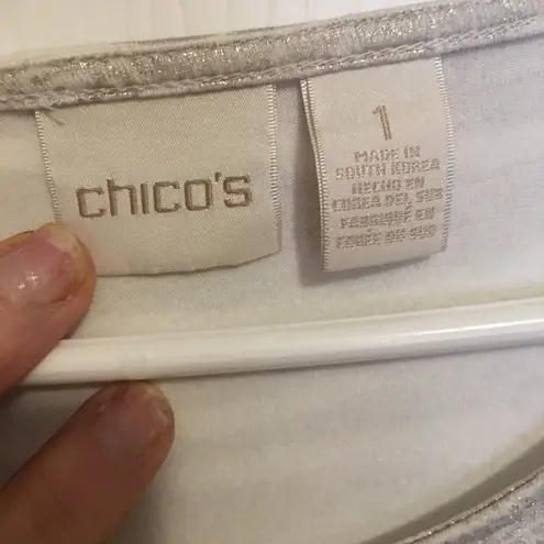 Chico's Chico’ women’s blouse size one silver/ white