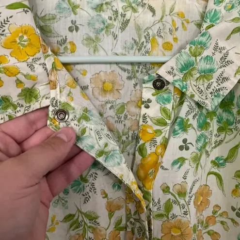 Vintage 1960s Floral Print House Coat Dress Approx Women's Size Medium / Large