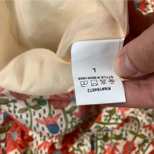 &merci &merci women's large Floral Dress open back Red white cream bridal garden sun