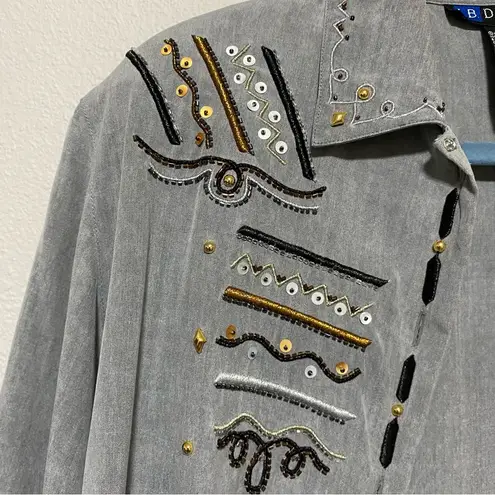 IB Diffusion Vintage 1993 Silk Embellished Button Up Size 10