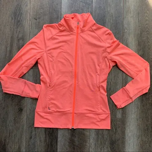 Lole Essential Zip Up Running Jacket Coral Orange Size Medium