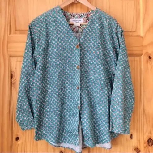 Vintage Ellen Margaret Moody tiny calico floral print blouse size L Size L