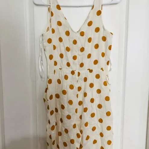 Monteau Women's  White and Yellow Polka Dot Linen Blend Jumpsuit Size S‎ - Image 10
