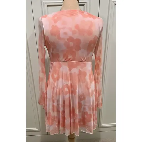 See You Monday Floral Mesh Empire Waist Dress Retro 70's Groovy