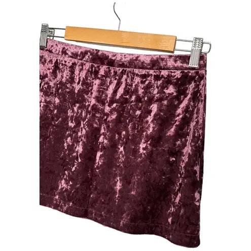 Abound New Nordstrom  Crushed Velvet Velour Mini Retro 90s Y2K Skirt Burgundy M