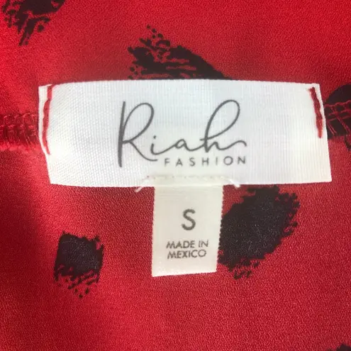 Riah Fashion Red and Black Blouse - Size Small