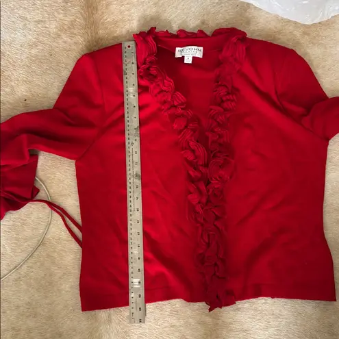 St. John Vibrant evening by Marie gray Red Knit cardigan sweater size 14