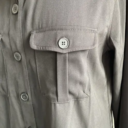 Max Studio  Utility Shirt Womens Sz Large Black Camp Button Down New