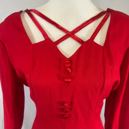 Frederick's of Hollywood Vintage Frederick’s of Hollywood long sleeve red cutout dress size 9/10
