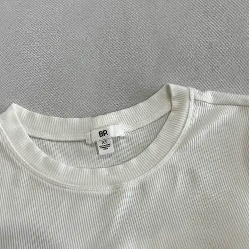 BP  Cream Ribbed Knit Dress Size XS Crew Neck Short Sleeve Soft Rayon Blend