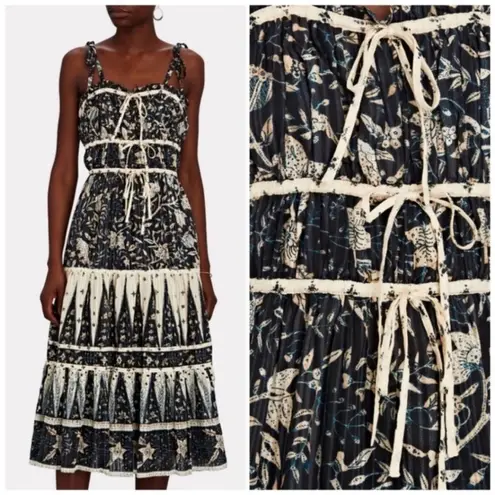 Ulla Johnson Ulla Johnson Indah Printed Midi Dress Size 10 Bohemian Tie Front Tie Shoulders