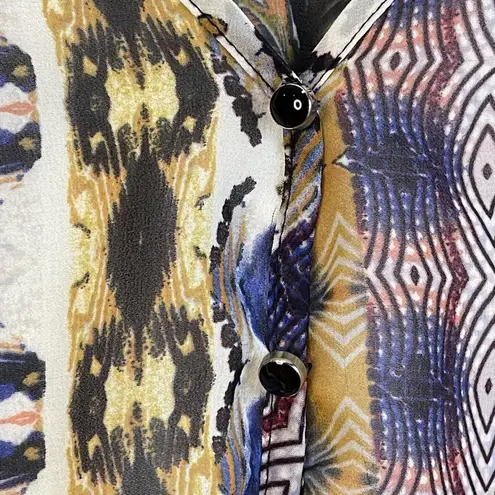 Everly ‎ Dress Medium Multi Print Shift Knee Length Sheer Tribal Geometric Boho
