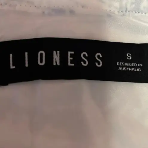 LIONESS  Blue White Printed Sleeveless Square Neck Corset Crop Tank Top Size S