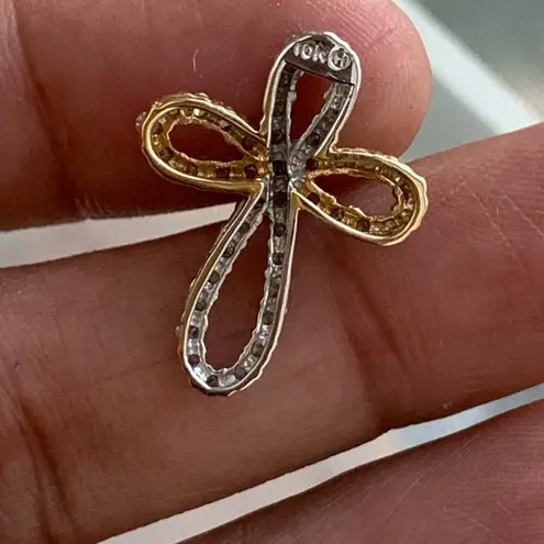 10k Gold Two Toned Diamond Pendant Slide Silver