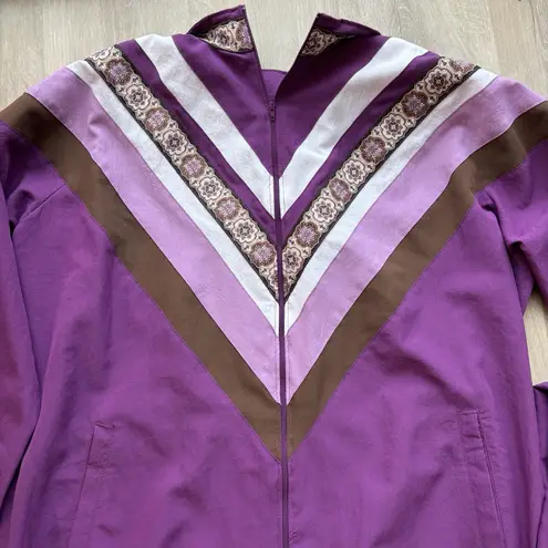 BLAIR BOUTIQUE VTG Tracksuit Sz XL Purple Floral Windbreaker Nylon Jacket Jogger