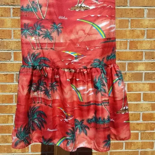 Winnie Fashion hawaii Hawaiian MuuMuu Hawaiian Dress Floral dress Red Size M