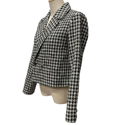 Madison d' Amelie Paris Women's Houndstooth Jacket Size 8 Cropped Black