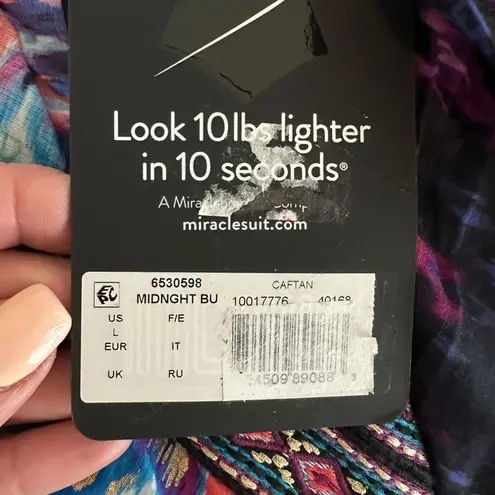 MiracleSuit NWT Bella Alba Cotton Caftan Cover-Up Tassel Kimono size L Beach - Image 9