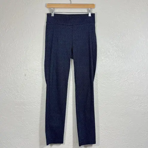 Isle Melis Kozan Pull On Dress Pants Small Geometric Pattern Slim Shaping Work Black