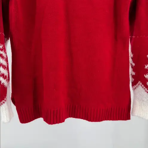 Red Meowy Christmas Cat Sweater M Celebrate Together red sequins holiday 3D Size M