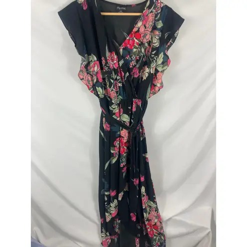 City Chic Misty Floral Maxi Dress Black Size 16