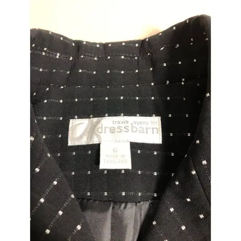 Dress Barn Woman Jacket Coat Black & White 6 Pockets Long Sleeve Clueless Preppy