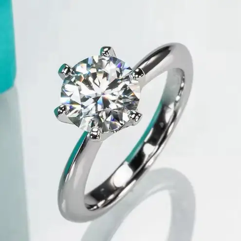 Boutique 2Ct Solitaire Platinum S925 Simulated Diamond Engagement Wedding Ring, Size 6‎