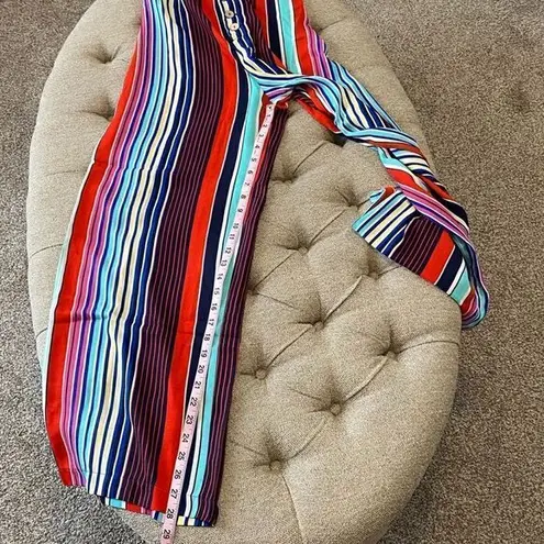 Striped Halter Style Jumpsuit Red